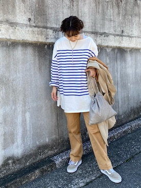 「DouDou（ドゥドゥ）のアイテム（チノパンツ）」を使った、yumiko_nさん（レディース・157cm）の秋コーディネート