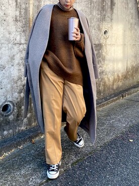 「DouDou（ドゥドゥ）のアイテム（チノパンツ）」を使った、yumiko_nさん（レディース・157cm）の秋コーディネート