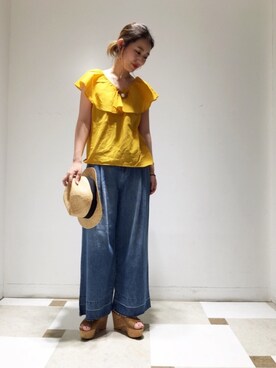 「a.v.v（アーヴェヴェ）のアイテム（帽子）」を使った、yuri.さん（レディース・158cm）の夏コーディネート