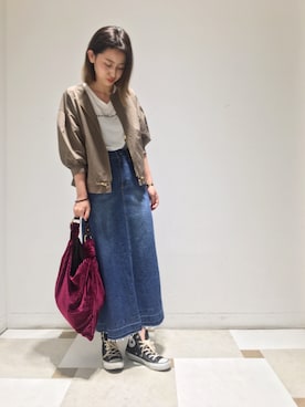 「a.v.v（アーヴェヴェ）のアイテム（ブルゾン）」を使った、yuri.さん（レディース・158cm）の夏コーディネート