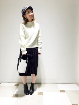 「a.v.v（アーヴェヴェ）のアイテム（帽子）」を使った、yuri.さん（レディース・158cm）の冬コーディネート