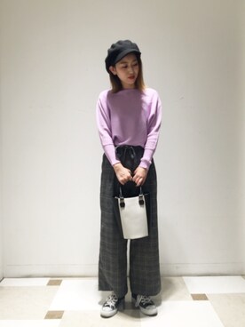 「a.v.v（アーヴェヴェ）のアイテム（帽子）」を使った、yuri.さん（レディース・158cm）の冬コーディネート