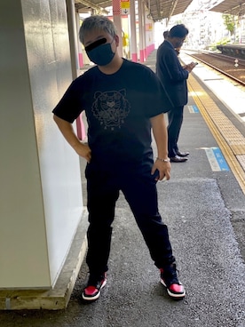 「KENZO（ケンゾー）のKENZO/ケンゾー/タイガー刺繍ルーズTシャツ/Loose T-Shirts EmbroideryTiger（Tシャツ/カットソー、ブラック系）」を使った、DoN☆omさん（メンズ・165cm）の春コーディネート