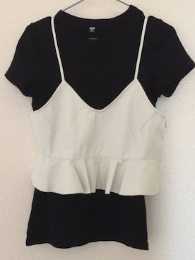 「UNIQLO Tシャツ」｜「アイテム（キャミソール）」を使った、メゾン餡子さん（レディース・158cm）の夏コーディネート