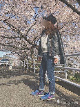 「one after another NICE CLAUP（ワンアフターアナザーナイスクラップ）のアイテム（キャップ）」を使った、aya☺︎さん（レディース・147cm）の春コーディネート