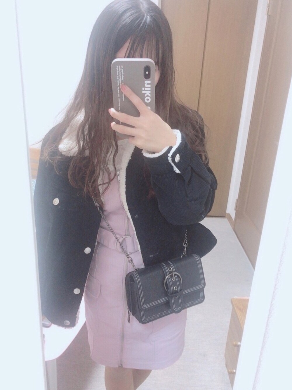 「プチプラコーデ、147cm、低身長コーデ、デート、デートスタイル（WOMEN）、おしゃれさんと繋がりたい、H&M」｜「H&Mのアイテム（ジャケット/アウター、ブラック系）」を使った、aya☺︎さん（レディース・147cm）の秋コーディネートの1枚目の写真