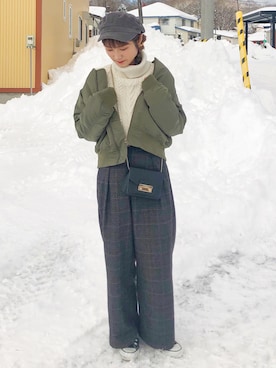 「coca（coca）（コカ）のアイテム（MA-1）」を使った、mizukiさん（レディース・161cm）の冬コーディネート