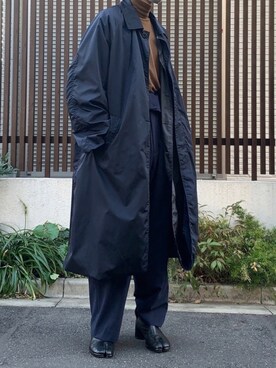 「stein（シュタイン）のアイテム（ステンカラーコート）」を使った、　Hiroto.Oさん（メンズ・174cm）の冬コーディネート
