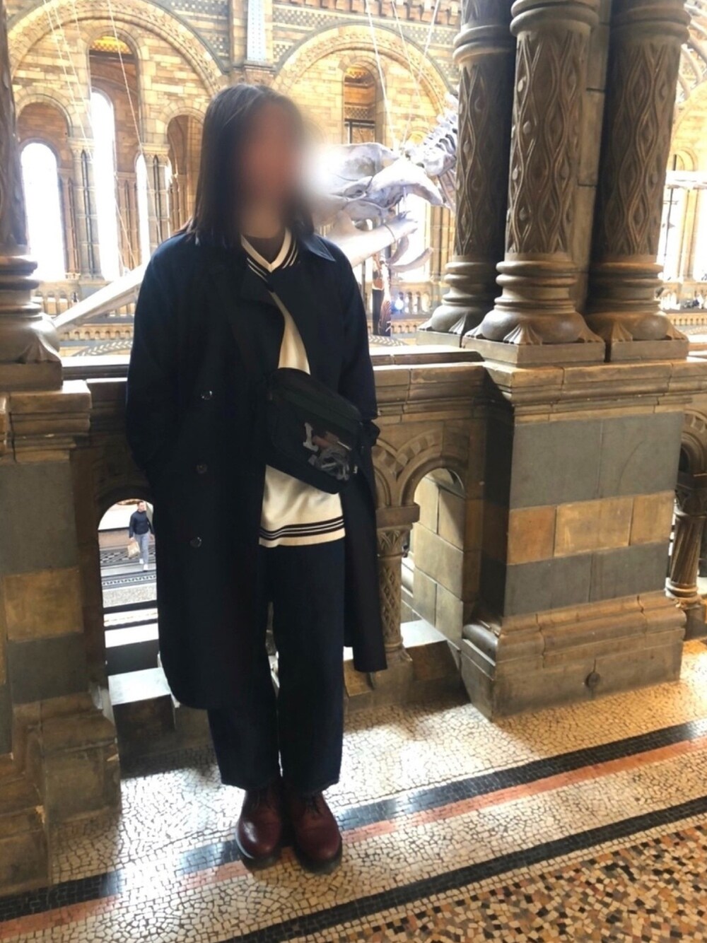 「メンズライク、冬服コーデ、コクーンシルエット」｜「Leeのアイテム（ボディバッグ/ウエストポーチ、ブラック系）」を使った、しろねこさん（レディース・155cm）の夏コーディネートの1枚目の写真