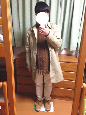「CONVERSE（コンバース）のアイテム（ステンカラーコート）」を使った、Ryoyaさん（メンズ・165cm）の冬コーディネート