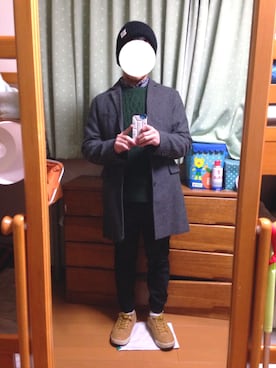 「koe（コエ）のアイテム（チェスターコート）」を使った、Ryoyaさん（メンズ・165cm）の冬コーディネート