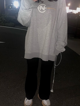 「NAUTICA（ノーティカ）のアイテム（スウェット、グレー系）」を使った、:mokaさん（レディース・152cm）の秋コーディネート