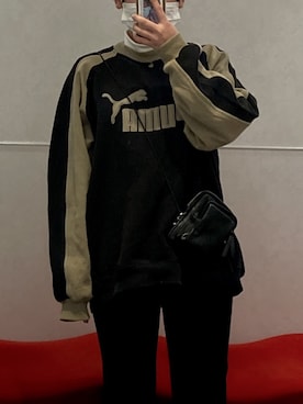 「PUMA（プーマ）のアイテム（スウェット、ブラック系）」を使った、:mokaさん（レディース・152cm）の冬コーディネート