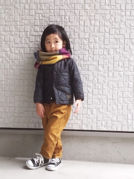 「ロン毛」｜「アイテム（ジャケット/アウター）」を使った、rizさん（キッズ・100cm）の冬コーディネート