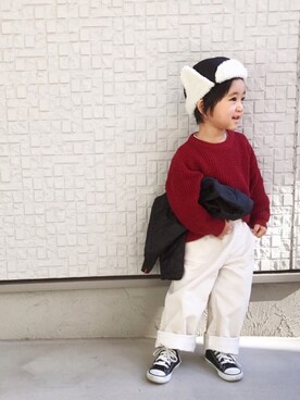 「あけおめ」｜「アイテム（パンツ）」を使った、rizさん（キッズ・100cm）の冬コーディネート