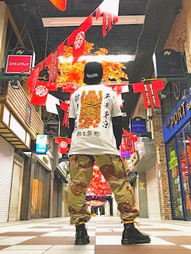 「OFF-WHITE」｜「アイテム（ブーツ）」を使った、こーたろーさん（メンズ・161cm）の秋コーディネート