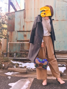 「フリース」｜「アイテム（ダッフルコート）」を使った、akiさん（レディース・165cm）の冬コーディネート