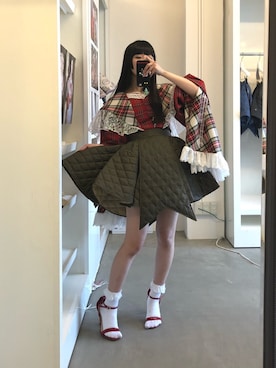 「キルティングスカート」｜相沢梨紗さん（レディース・159cm）の春コーディネート