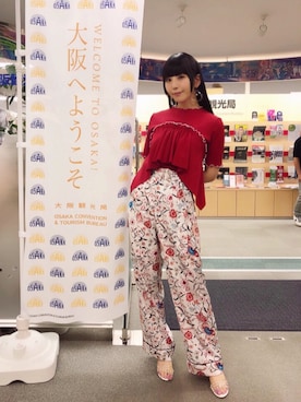 「MURRAL（ミューラル）のアイテム（パンツ）」を使った、相沢梨紗さん（レディース・159cm）の夏コーディネート