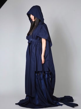 「フード」｜「アイテム（ノーカラージャケット）」を使った、相沢梨紗さん（レディース・159cm）の秋コーディネート