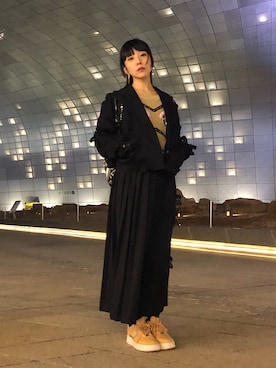 「韓国」｜「アイテム（MA-1）」を使った、相沢梨紗さん（レディース・159cm）の冬コーディネート