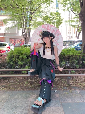 「和傘」｜相沢梨紗さん（レディース・160cm）の夏コーディネート