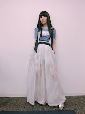 「PAMEO POSE（パメオポーズ）のアイテム（オールインワン・サロペット）」を使った、相沢梨紗さん（レディース・160cm）の夏コーディネート