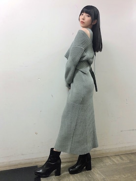 「MERCURYDUO（マーキュリーデュオ）のアイテム」を使った、相沢梨紗さん（レディース・159cm）の冬コーディネート