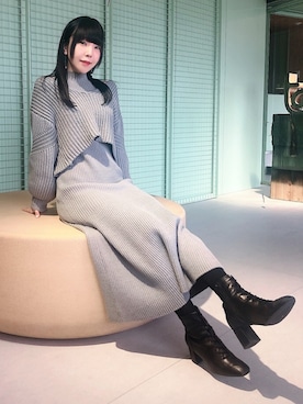 「MERCURYDUO（マーキュリーデュオ）のアイテム」を使った、相沢梨紗さん（レディース・159cm）の冬コーディネート
