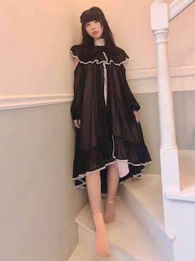 「ナイトドレス」｜相沢梨紗さん（レディース・159cm）の冬コーディネート