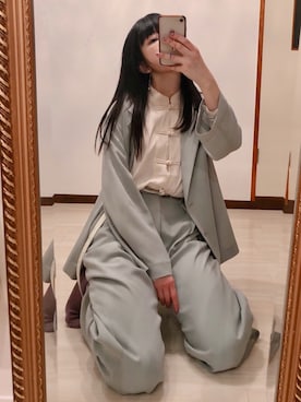 「sakishimatokyo（サキシマトーキョー）のアイテム（トップス）」を使った、相沢梨紗さん（レディース・159cm）の春コーディネート