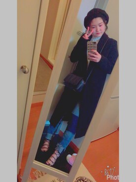 「ENVYM（アンビー）のアイテム（チェスターコート）」を使った、uさん（レディース・153cm）の冬コーディネート