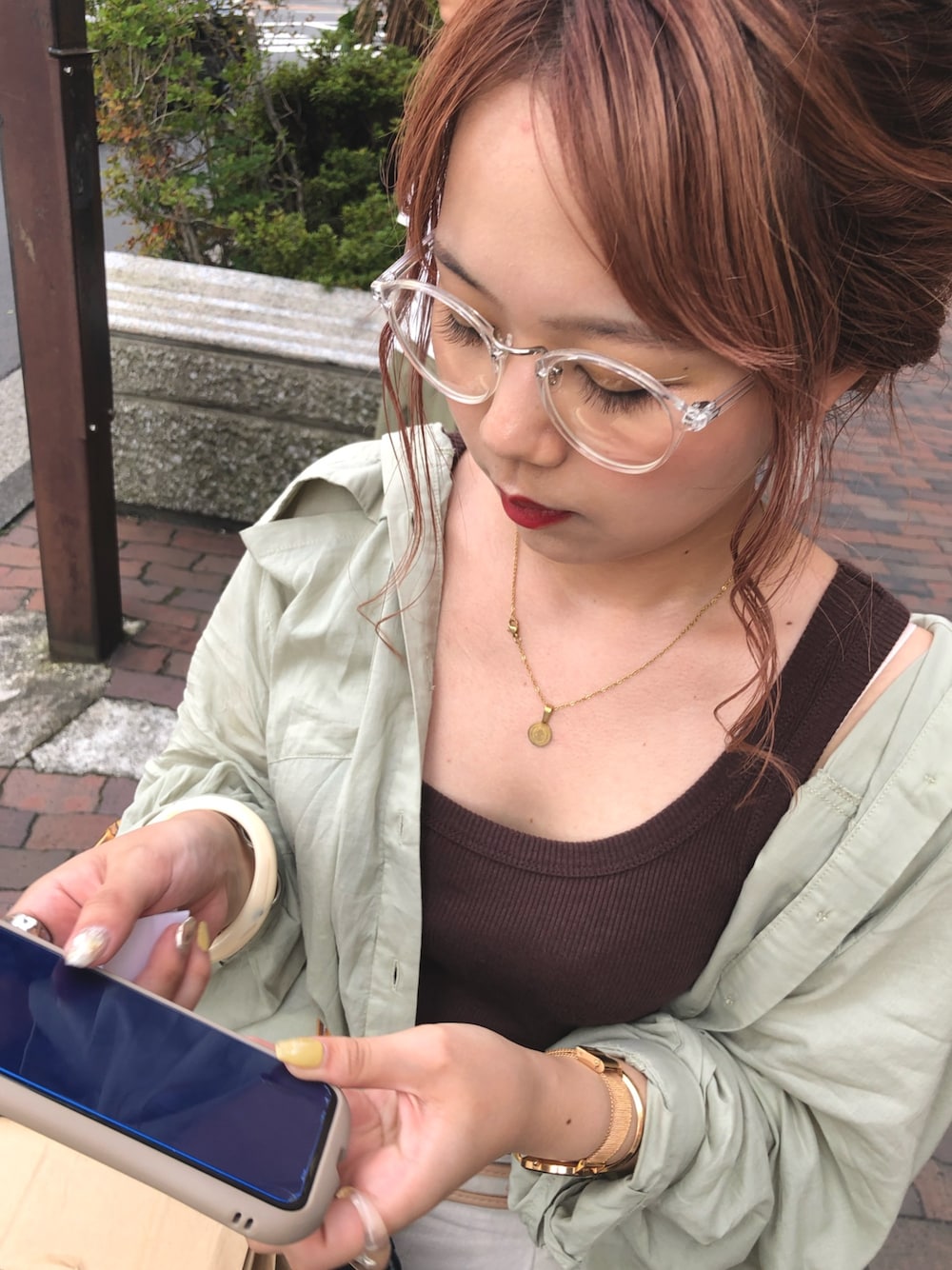 「LOWRYS FARMのＣＰＯシャツ　843725（シャツ/ブラウス、グリーン系）」を使った、mmtaro10さん（レディース・155cm）の夏コーディネートの1枚目の写真