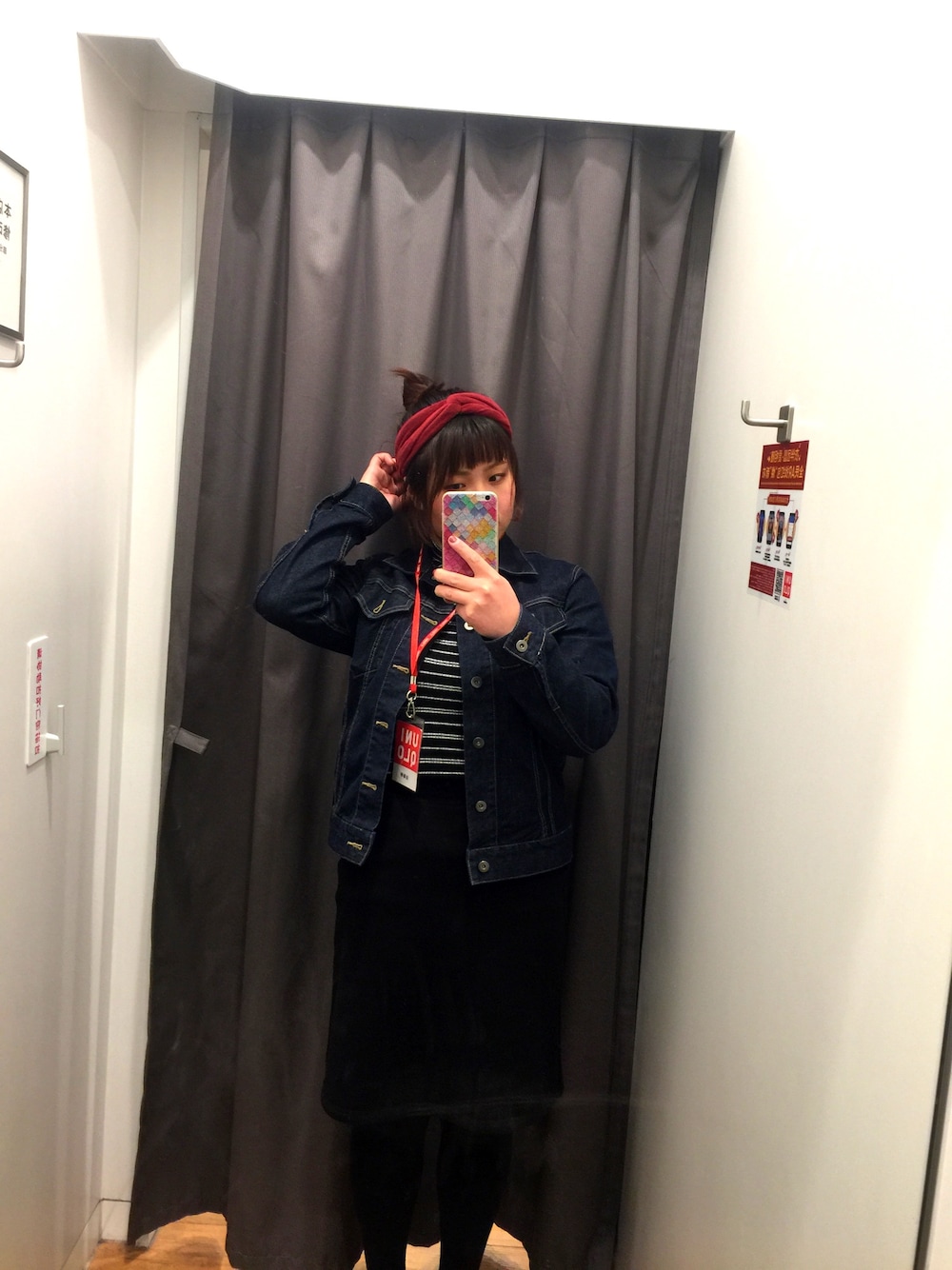 「工作服」｜「UNIQLOのアイテム（デニムジャケット、ブルー系）」を使った、我是春柳爸爸さん（レディース・165cm）の冬コーディネートの1枚目の写真