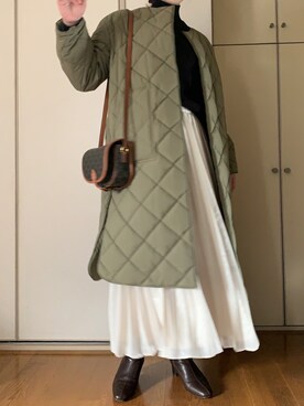 「Mila Owen（ミラオーウェン）のアイテム（ノーカラーコート）」を使った、pennnennさん（レディース・165cm）の冬コーディネート