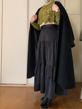 「mici（ミチ）のアイテム（ノーカラーコート）」を使った、pennnennさん（レディース・165cm）の冬コーディネート