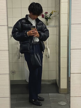 「UNIQLO JW ANDERSON」｜「アイテム（ダウンジャケット/コート）」を使った、avocado1192さん（メンズ・173cm）の秋コーディネート