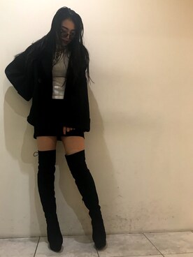 「ENVYM（アンビー）のバストオープンクロスＫＮＩＴ（ニット/セーター）」を使った、ENVYM_KANAEさん（レディース・170cm）の秋コーディネート