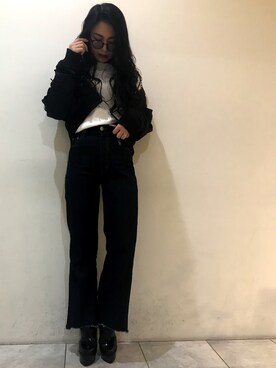 「ENVYM（アンビー）のアイテム（ブルゾン）」を使った、ENVYM_KANAEさん（レディース・170cm）の冬コーディネート