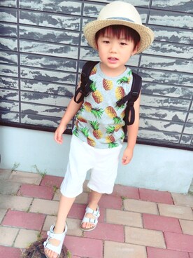 「Anello」｜「アイテム（帽子）」を使った、ゆいとんさん（キッズ・100cm）の夏コーディネート