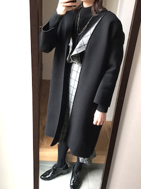 「アベイル」｜「アイテム（ノーカラージャケット）」を使った、KENIIさん（レディース・167cm）の冬コーディネート