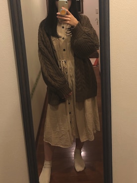 「RETRO GIRL（レトロガール）のアイテム（シャツワンピース）」を使った、momo∨̈さん（レディース・159cm）の秋コーディネート
