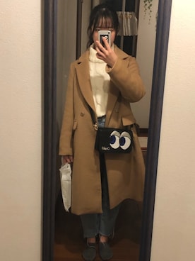 「テーラードコート」｜「アイテム（チェスターコート）」を使った、momo∨̈さん（レディース・159cm）の冬コーディネート