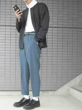 「RAGEBLUE（レイジブルー）のアイテム（ノーカラージャケット）」を使った、Iさん（メンズ・168cm）の冬コーディネート