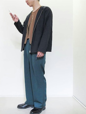 「RAGEBLUE（レイジブルー）のアイテム（ノーカラージャケット）」を使った、Iさん（メンズ・168cm）の春コーディネート
