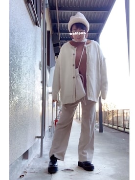 「ehka sopo（エヘカソポ）のアイテム（ニットキャップ/ビーニー）」を使った、makiponさん（レディース・157cm）の冬コーディネート