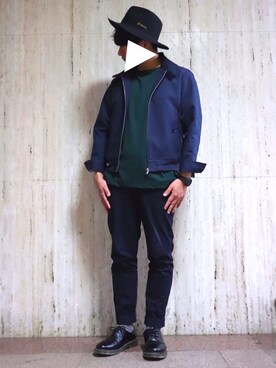 「GLOBAL WORK（グローバルワーク）のフェルトロングブリムハット/705078（ハット）」を使った、yo-sanさん（メンズ・173cm）の春コーディネート