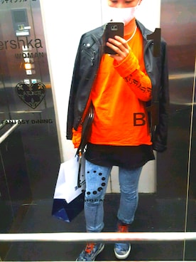 「semantic design（セマンティックデザイン）のアイテム（ライダースジャケット）」を使った、KENTA.KAZASHIさん（メンズ・174cm）の冬コーディネート