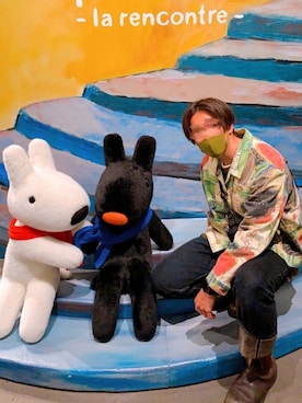 「アイテム（デニムジャケット、グリーン系）」を使った、®️🧸さん（メンズ・171cm）の春コーディネート