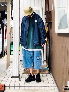 「Carhartt（カーハート）のアイテム（ナイロンジャケット）」を使った、Dragon相馬さん（メンズ・174cm）の春コーディネート